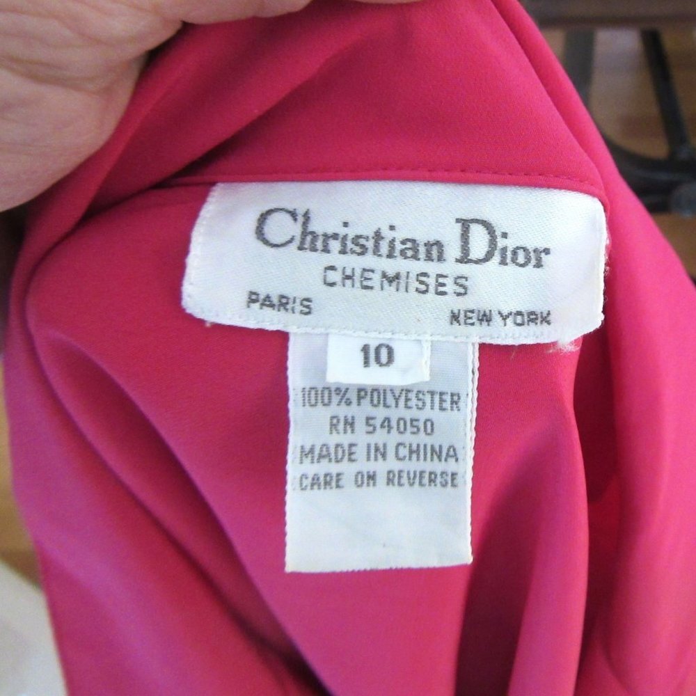 Vintage Christian Dior Chemises Pink Button Down Blouse w Long Sleeves, Sz 10 - Picture 5 of 5